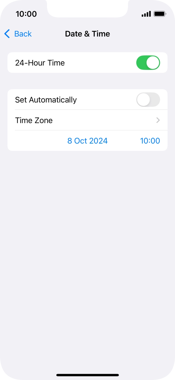 Press the indicator next to 'Set Automatically' to turn on the function.
