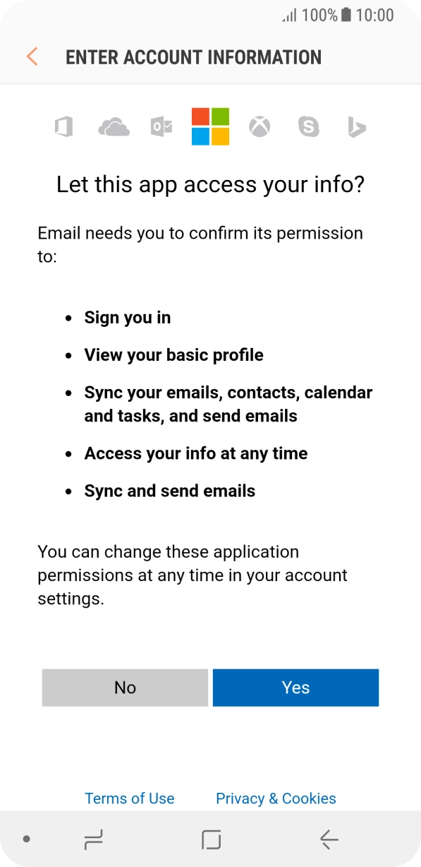 If this screen is displayed, you email account has been recognised and set up automatically. Follow the instructions on the screen to key in more information and finish setting up your phone. If this screen is displayed, you email account has been recognised and set up automatically. Follow the instructions on the screen to key in more information and finish setting up your phone.