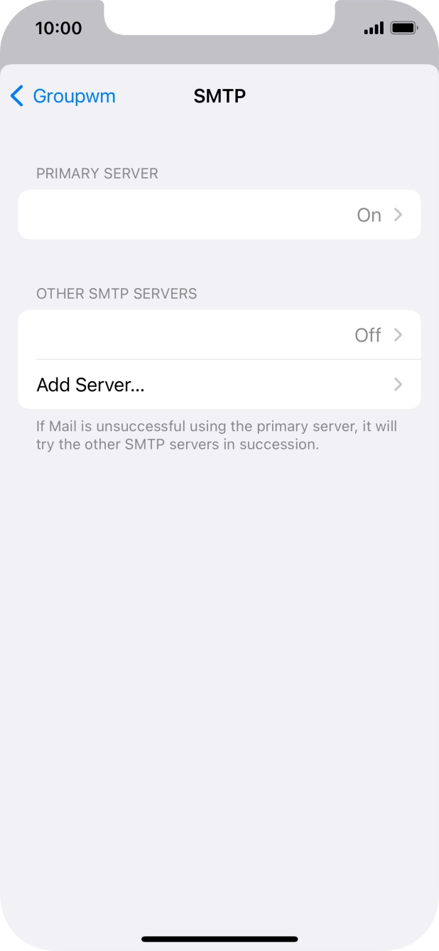 Press the field below 'PRIMARY SERVER'. Press the field below 'PRIMARY SERVER'.