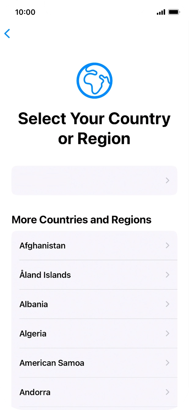 Press the required country or area.