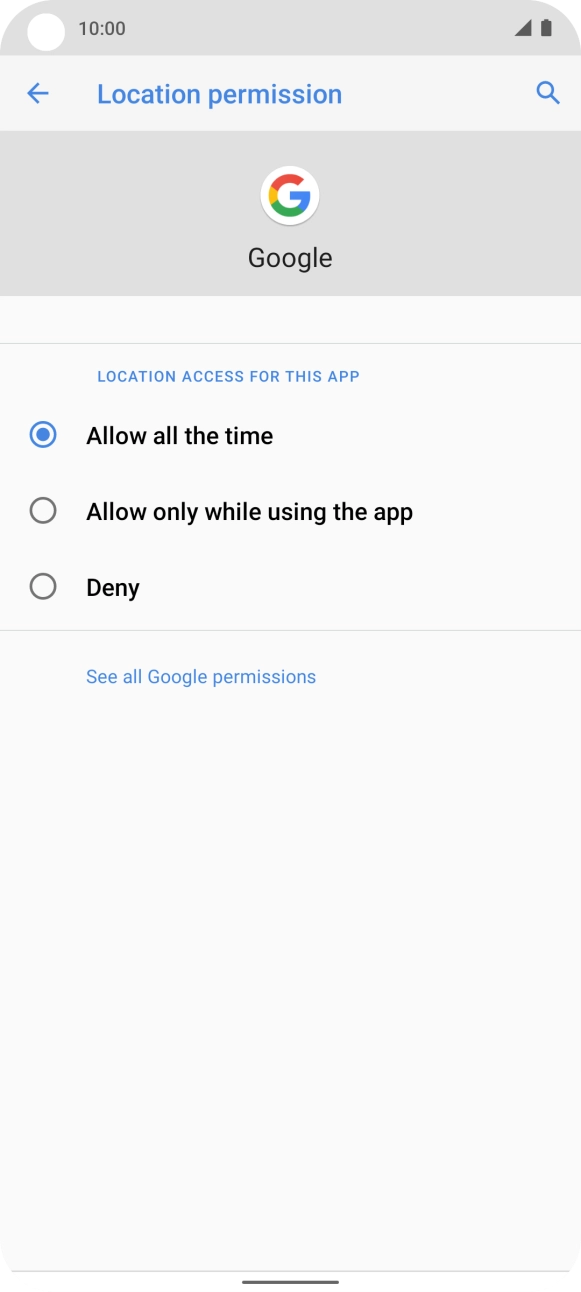 Press the required setting.