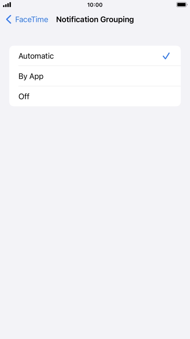 Press the required setting.