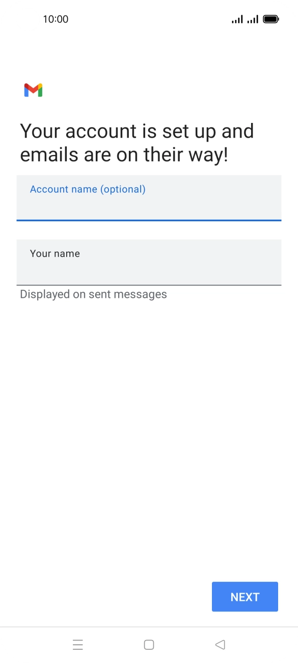 Press the field below 'Your name' and key in the required sender name. Press the field below 'Your name' and key in the required sender name.