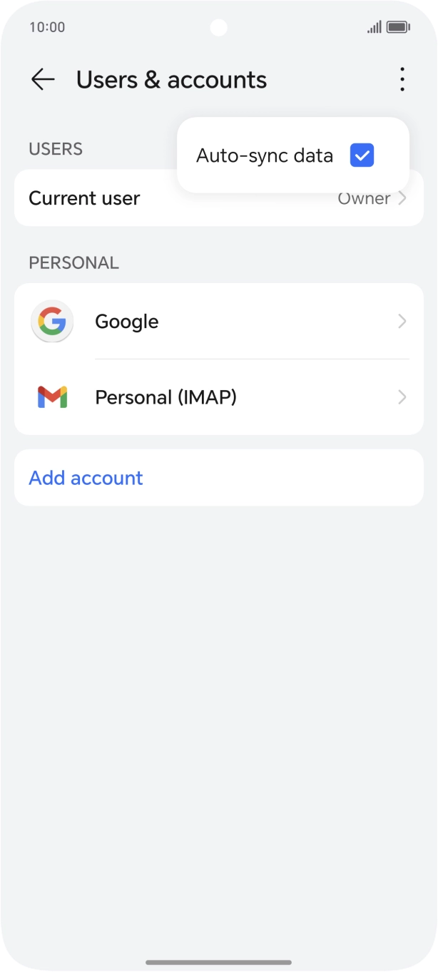 Press Auto-sync data to turn the function on or off. Press Auto-sync data to turn the function on or off.