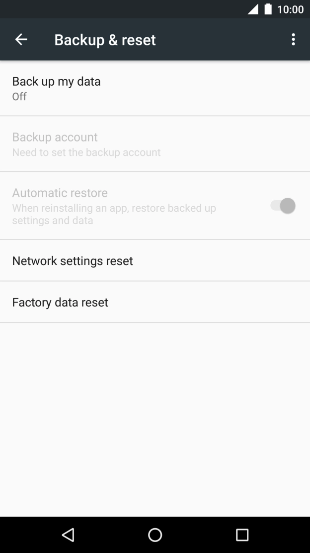 Press Factory data reset.