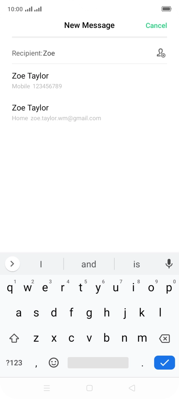Press the required contact. Press the required contact.