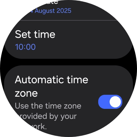 Press the indicator next to 'Automatic time zone' to turn off the function.