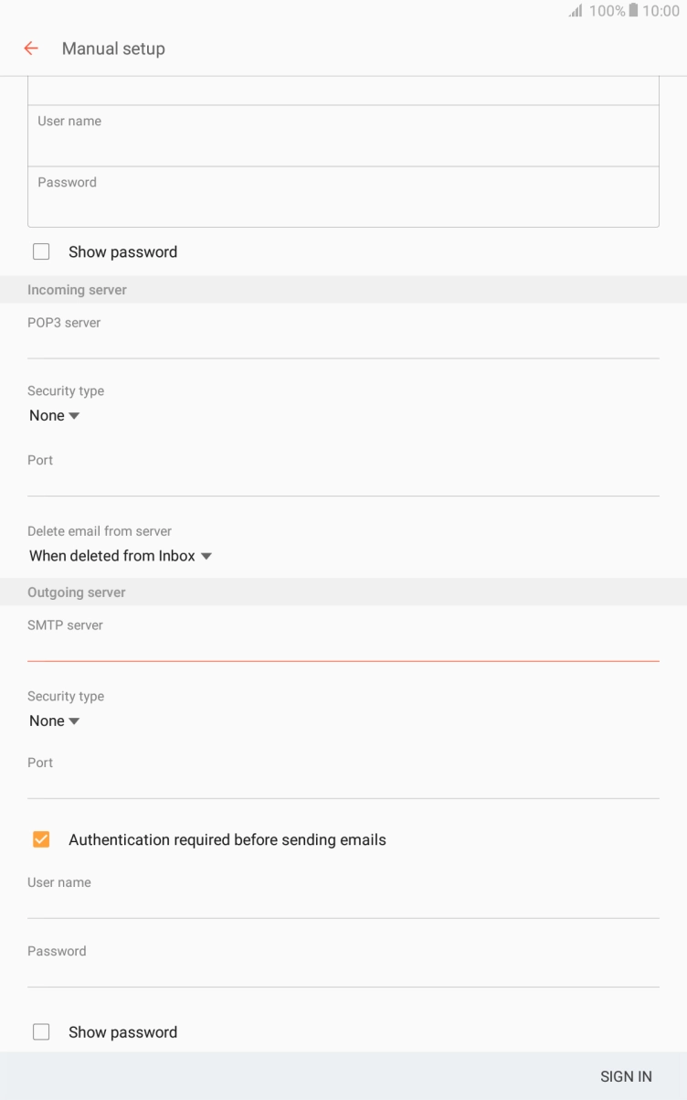 Press the drop down list below 'Security type'. Press the drop down list below 'Security type'.