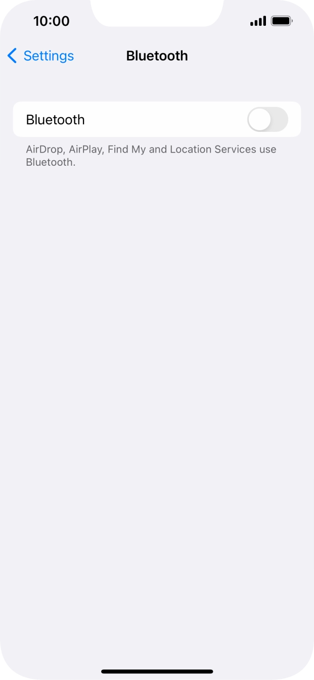 Press the indicator next to 'Bluetooth' to turn on the function.