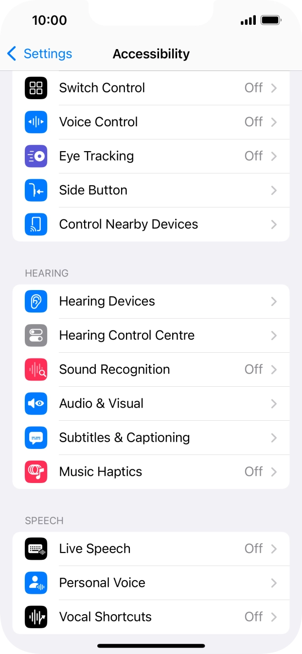 Press the required category below 'PHYSICAL AND MOTOR' and follow the instructions on the screen to select the required settings. Press the required category below 'PHYSICAL AND MOTOR' and follow the instructions on the screen to select the required settings.
