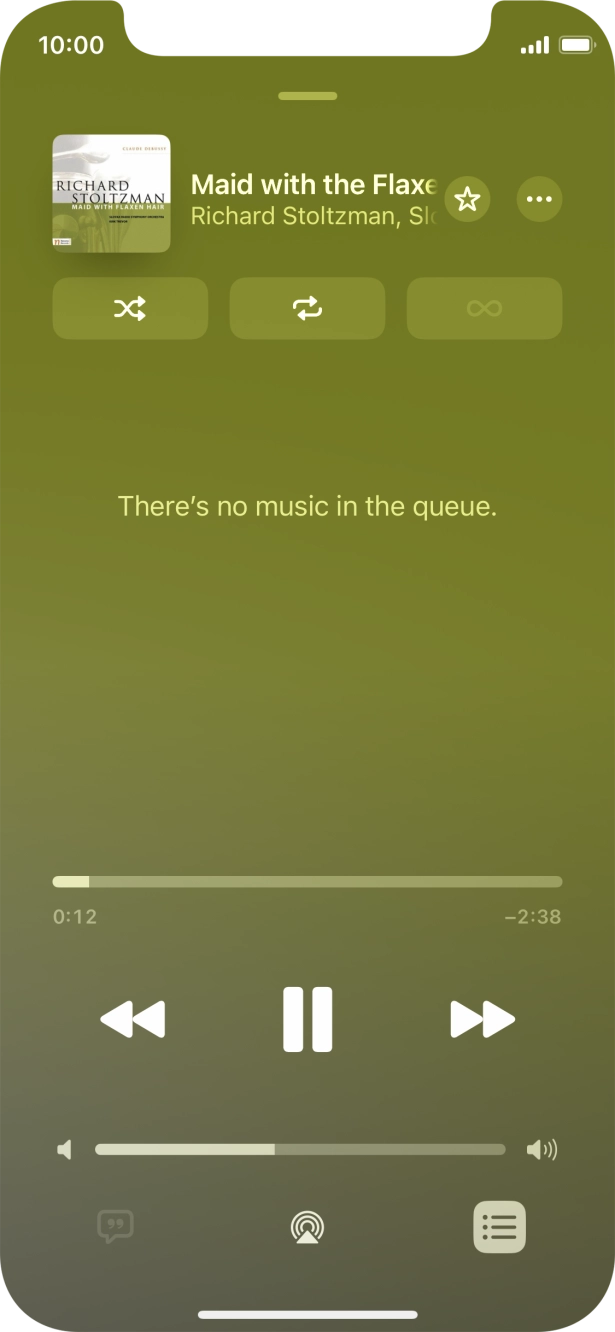 Press the shuffle icon to turn the function on or off. Press the shuffle icon to turn the function on or off.