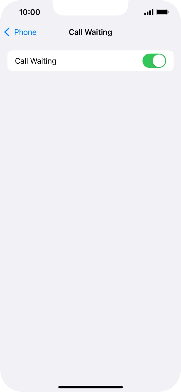 Press the indicator next to 'Call Waiting' to turn the function on or off.