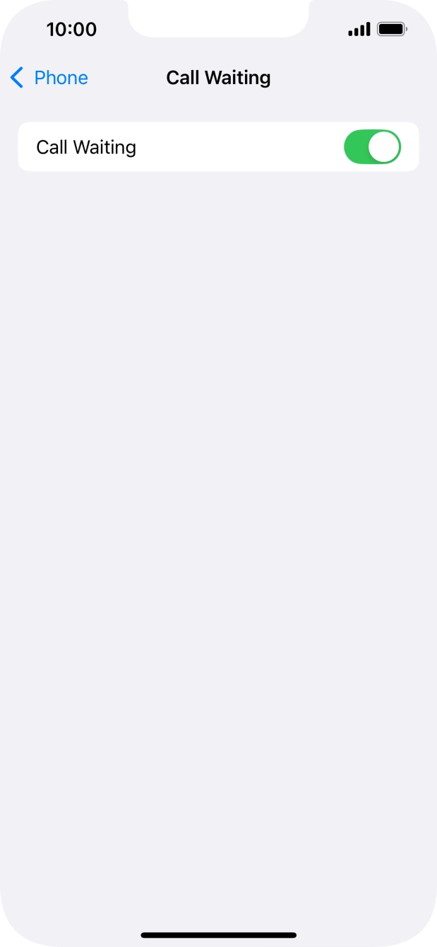 Press the indicator next to 'Call Waiting' to turn the function on or off.