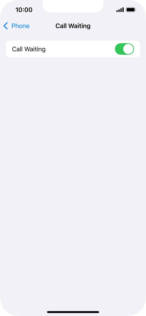 Press the indicator next to 'Call Waiting' to turn the function on or off.
