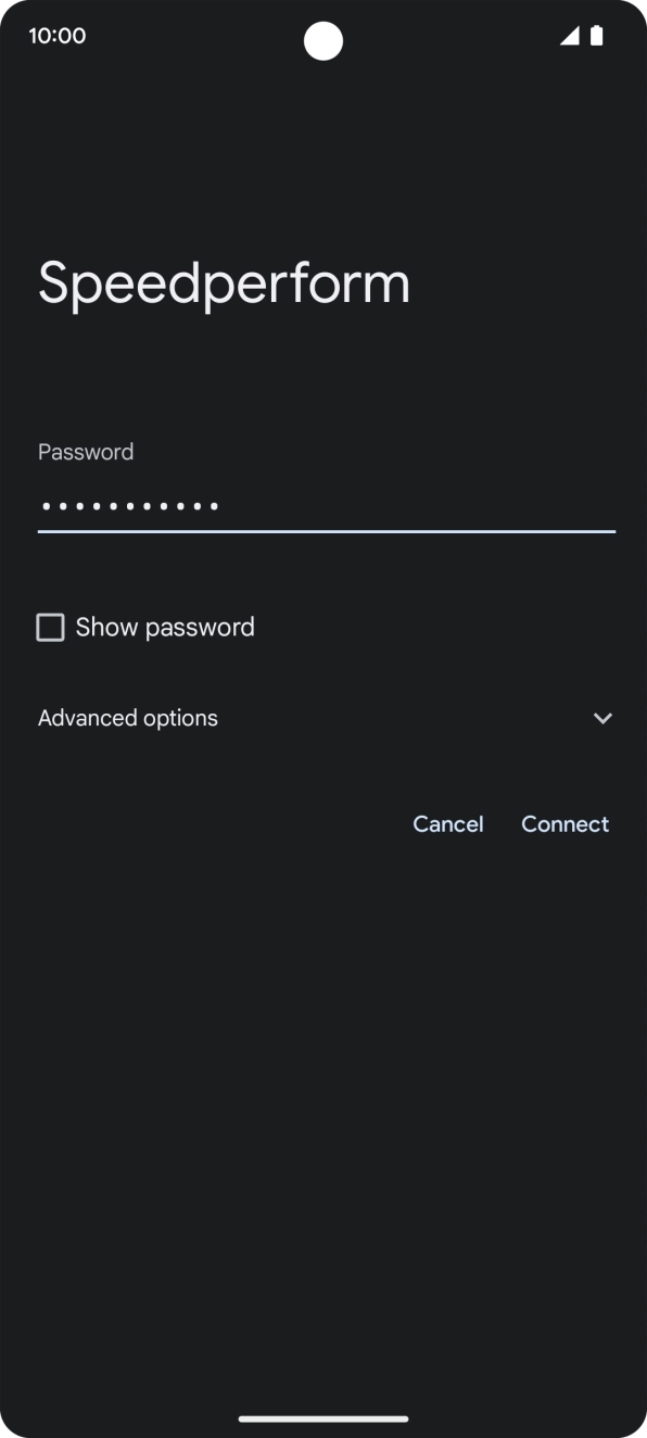 Key in the password for the WiFi network and press Connect.