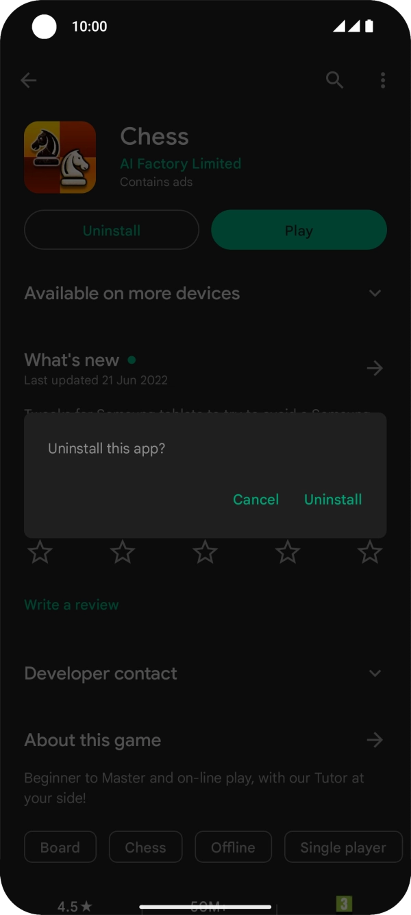 Press Uninstall.