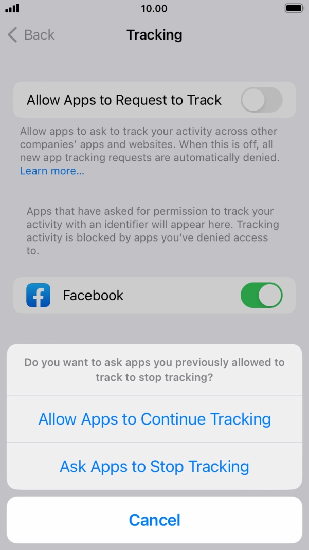 If you turn off the function, press the required setting.