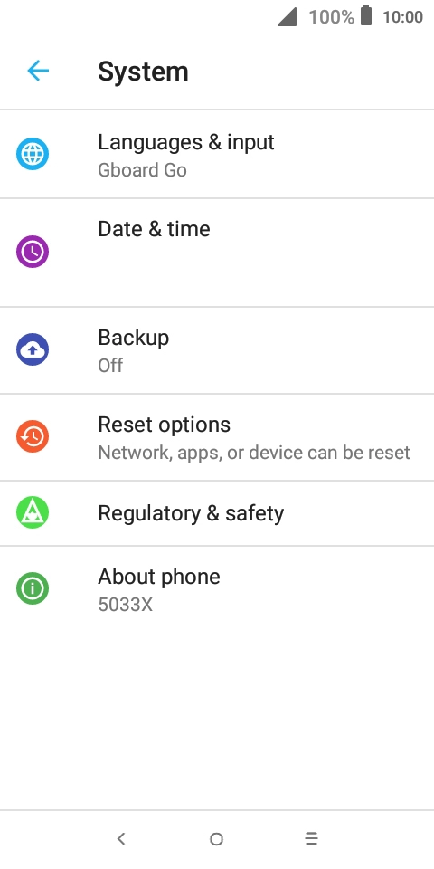 Press Reset options.
