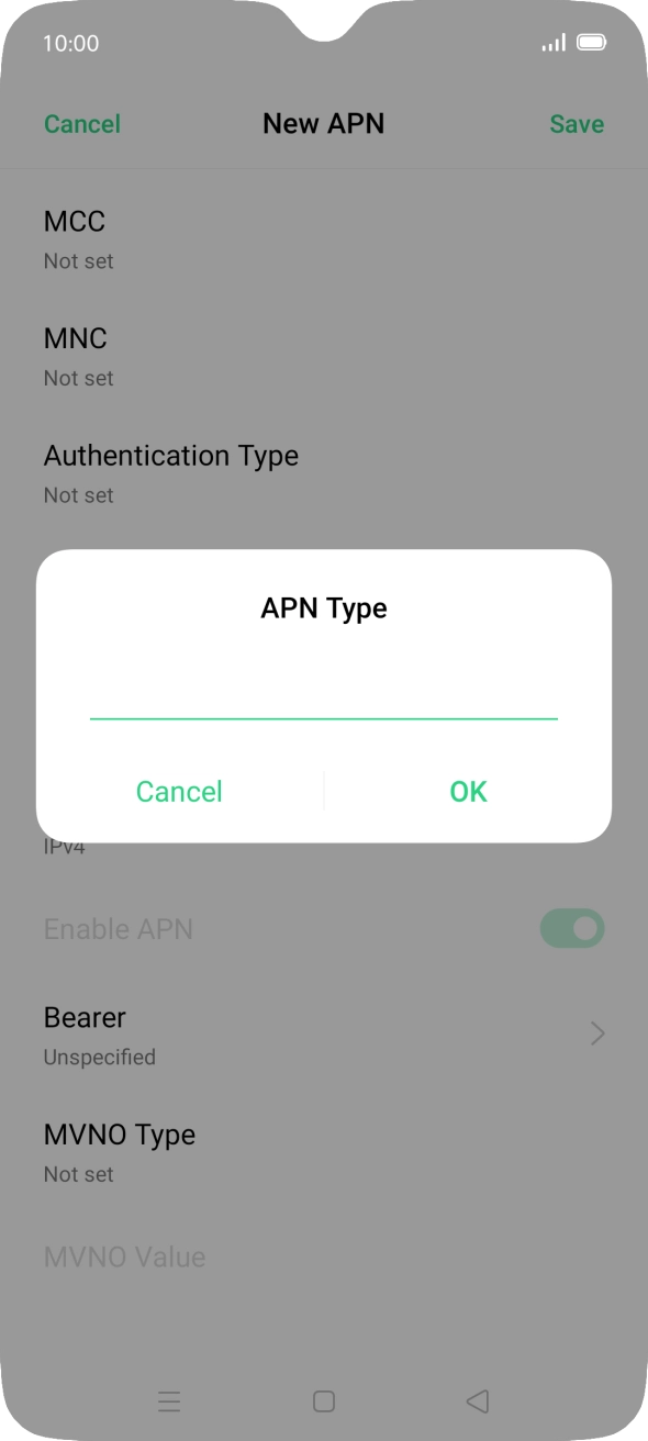 Key in default and press OK. Key in default and press OK.