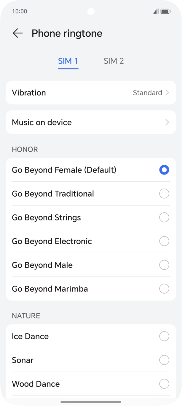 Press the required ringtones to hear them.