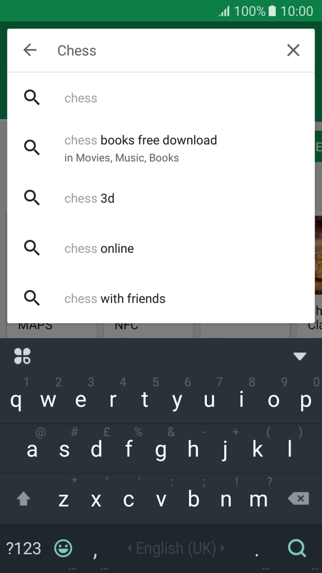 Key in the name or subject of the required app and press the search icon.