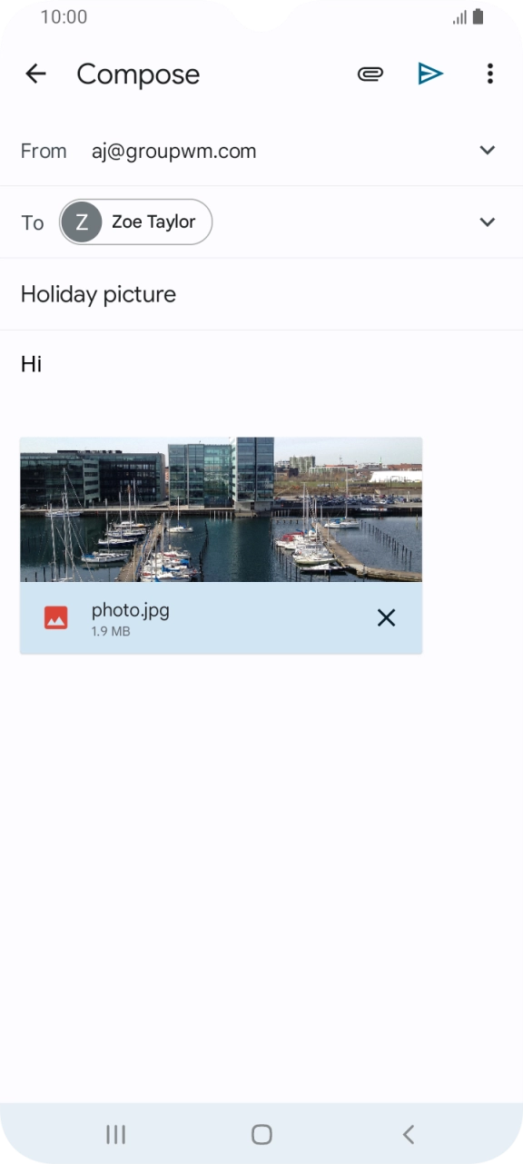 Press the send icon when you've finished your email.