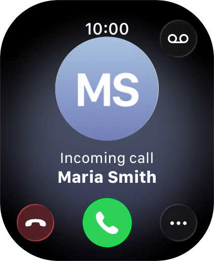 Press the Digital Crown when you get a call.