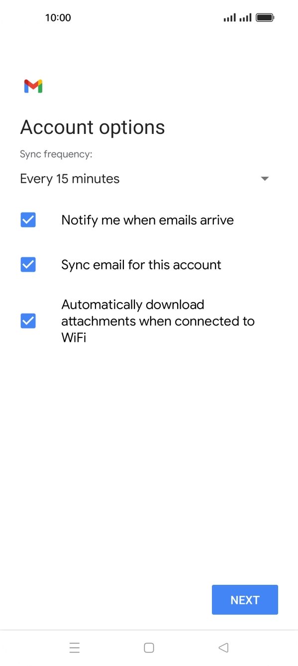If this screen is displayed, you email account has been recognised and set up automatically. Follow the instructions on the screen to key in more information and finish setting up your phone. If this screen is displayed, you email account has been recognised and set up automatically. Follow the instructions on the screen to key in more information and finish setting up your phone.