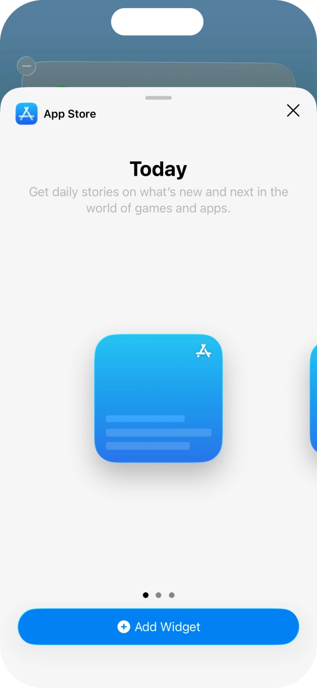 Slide your finger right or left on the screen to select the required widget size. Slide your finger right or left on the screen to select the required widget size.