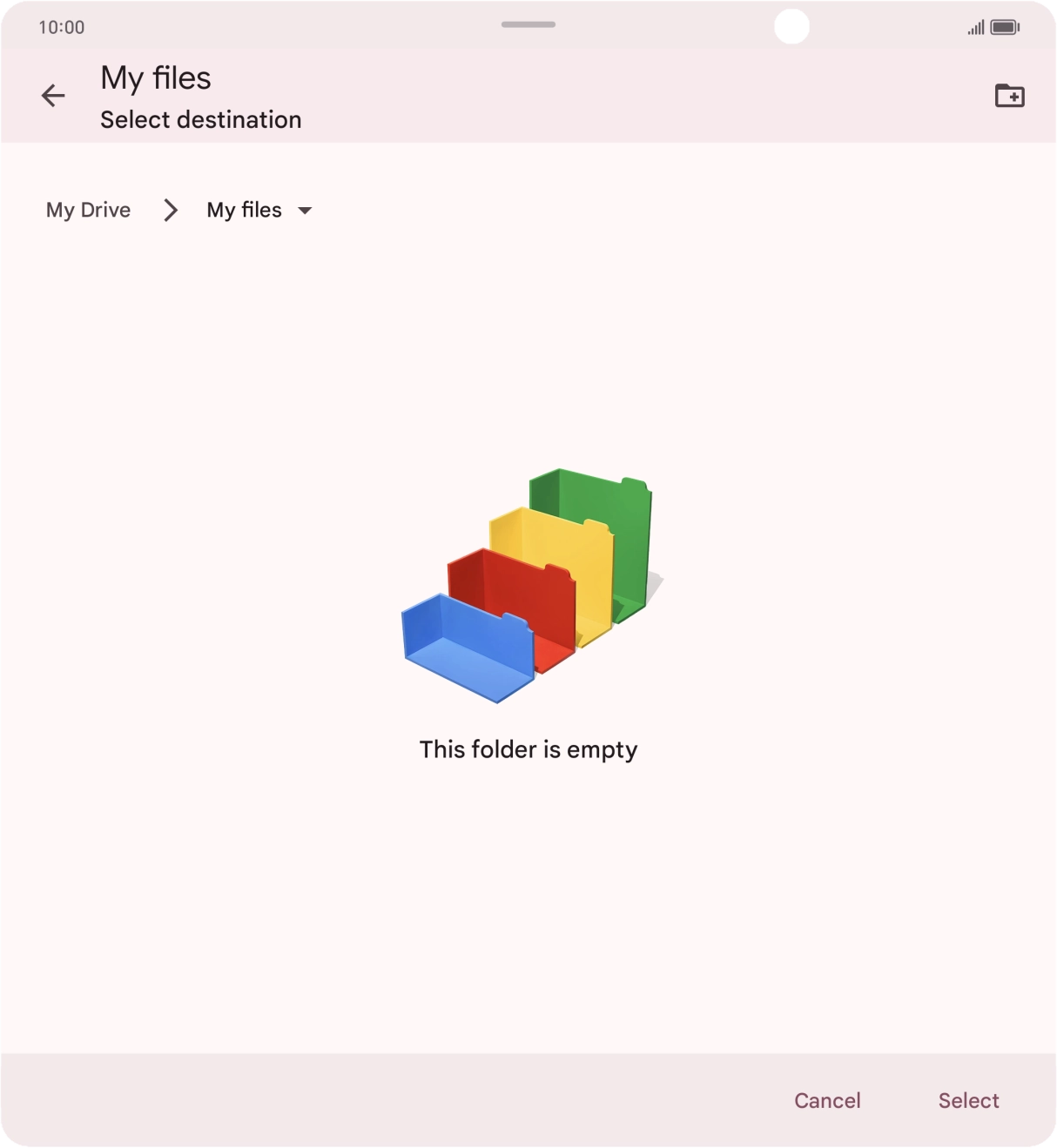 To create a new folder, press the new folder icon and follow the instructions on the screen to create a new folder.