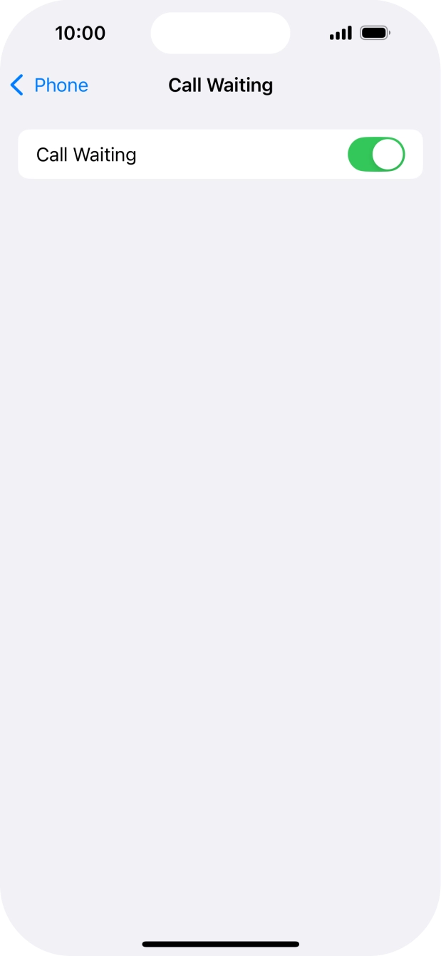 Press the indicator next to 'Call Waiting' to turn the function on or off.