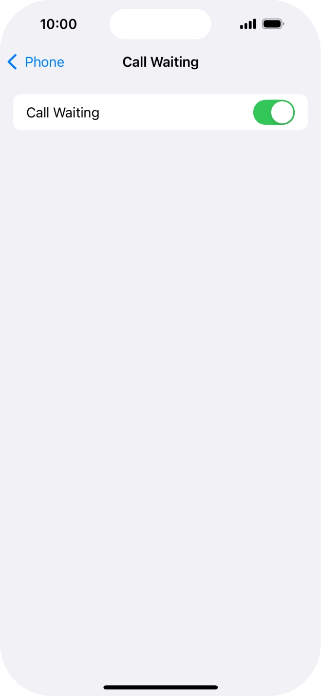 Press the indicator next to 'Call Waiting' to turn the function on or off.