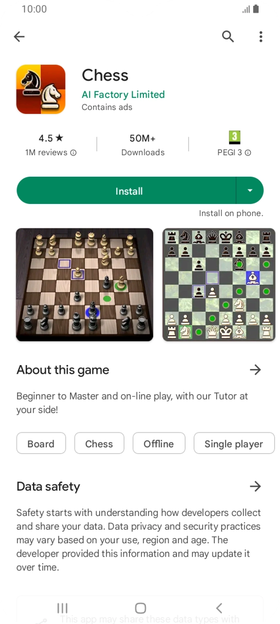 Press Install and follow the instructions on the screen to install the app.