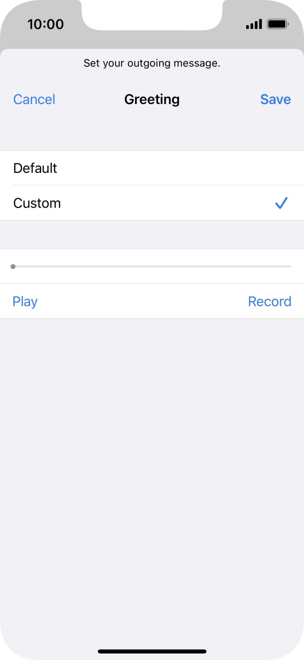 Press Play to play back your greeting.