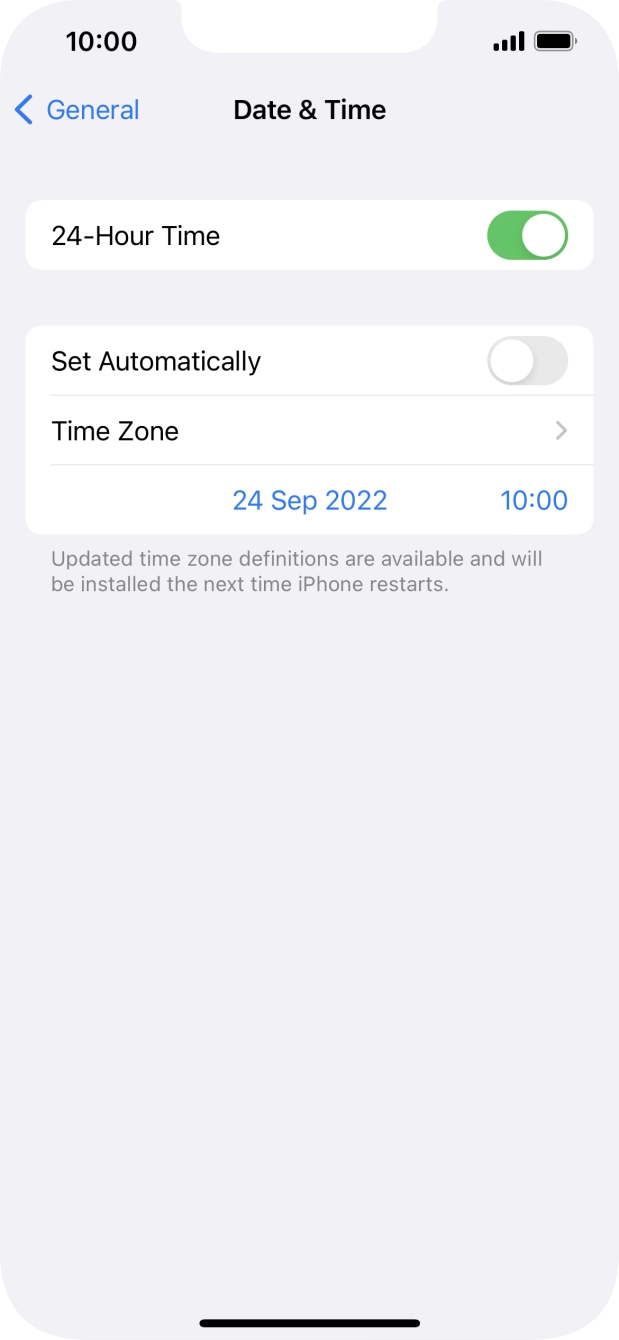 Press the indicator next to 'Set Automatically' to turn on the function.