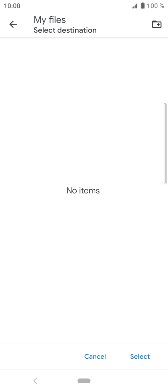 To create a new folder, press the new folder icon and follow the instructions on the screen to create a new folder.