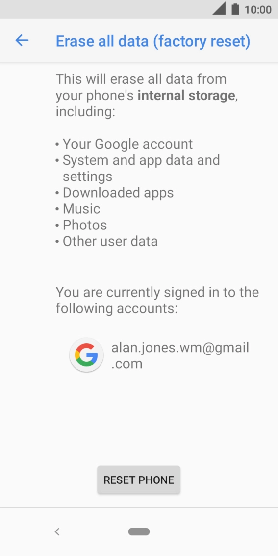 Press RESET PHONE.