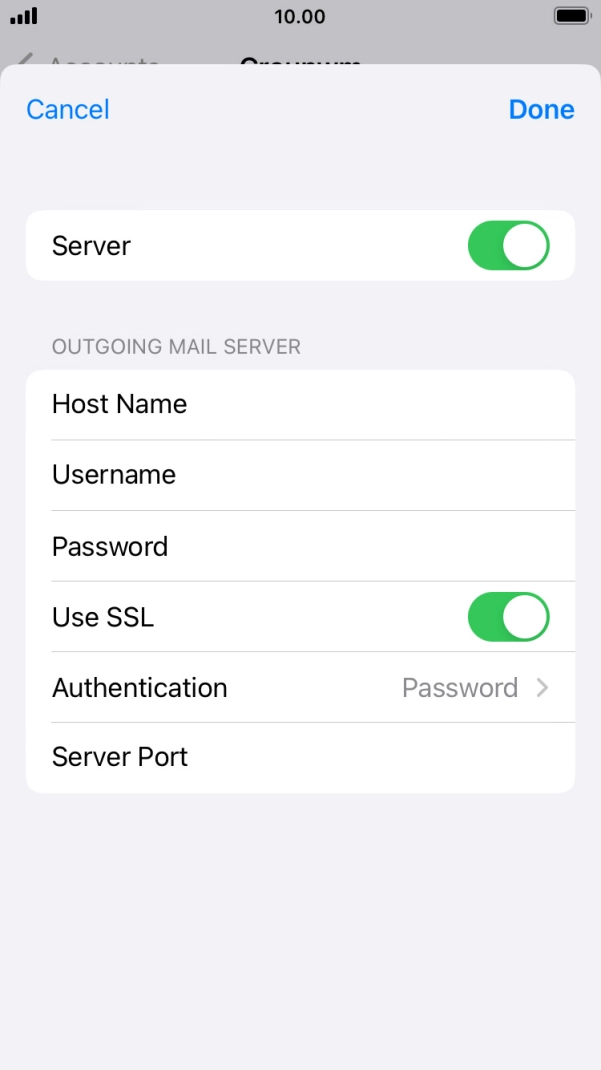 Press the indicator next to 'Use SSL' to turn off the function. Press the indicator next to 'Use SSL' to turn off the function.