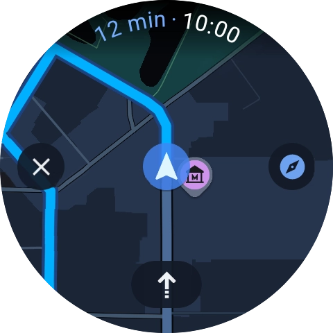 Press the route description icon to return to the directions. Press the route description icon to return to the directions.