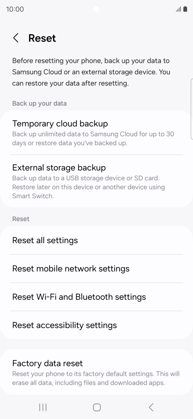 Press Reset mobile network settings.