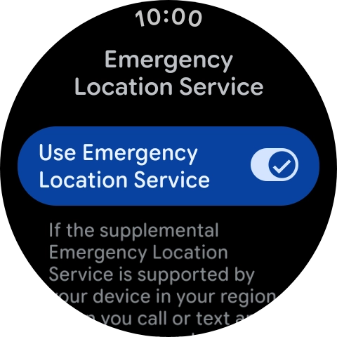 Press the indicator next to 'Use Emergency Location Service' to turn the function on or off. Press the indicator next to 'Use Emergency Location Service' to turn the function on or off.