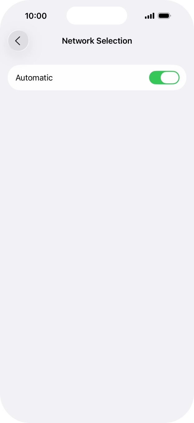 Press the indicator next to 'Automatic' to turn automatic network selection on or off.