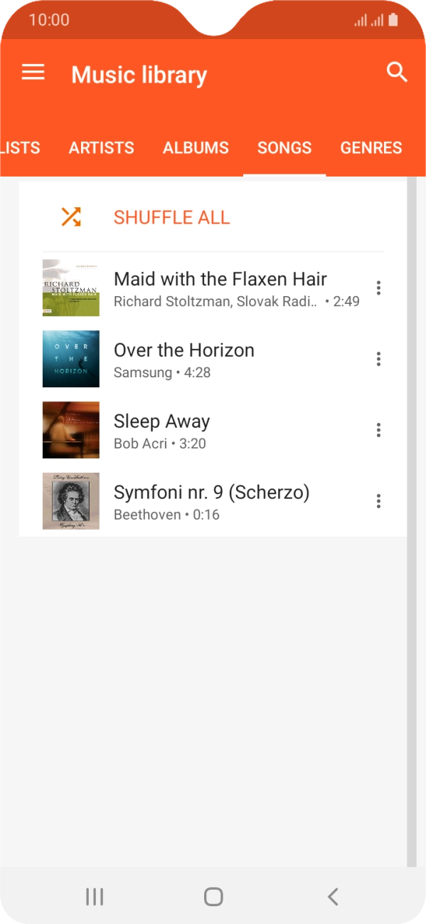 Press the required audio file.