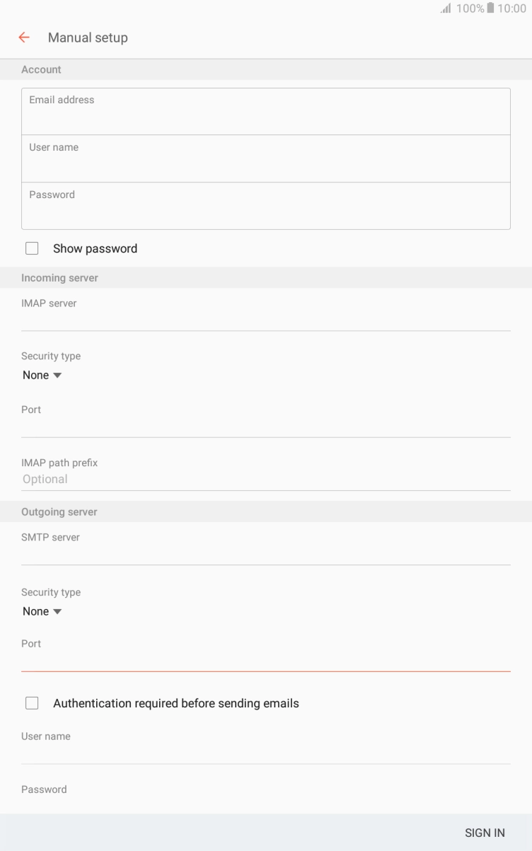 Press Authentication required before sending emails to turn on the function. Press Authentication required before sending emails to turn on the function.