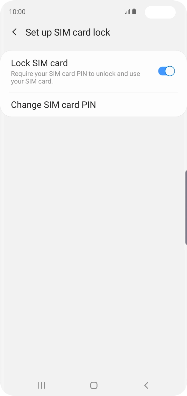Press the indicator next to 'Lock SIM card' to turn the function on or off.