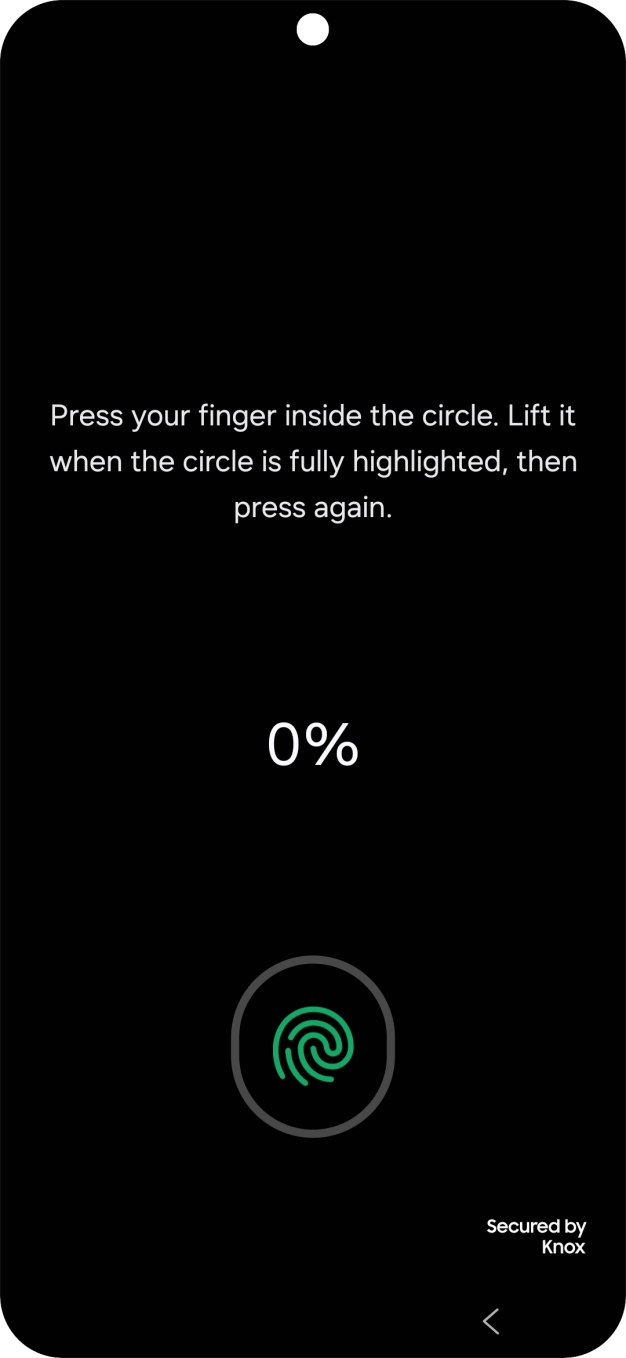Follow the instructions on the screen to create the lock code using your fingerprint. Follow the instructions on the screen to create the lock code using your fingerprint.