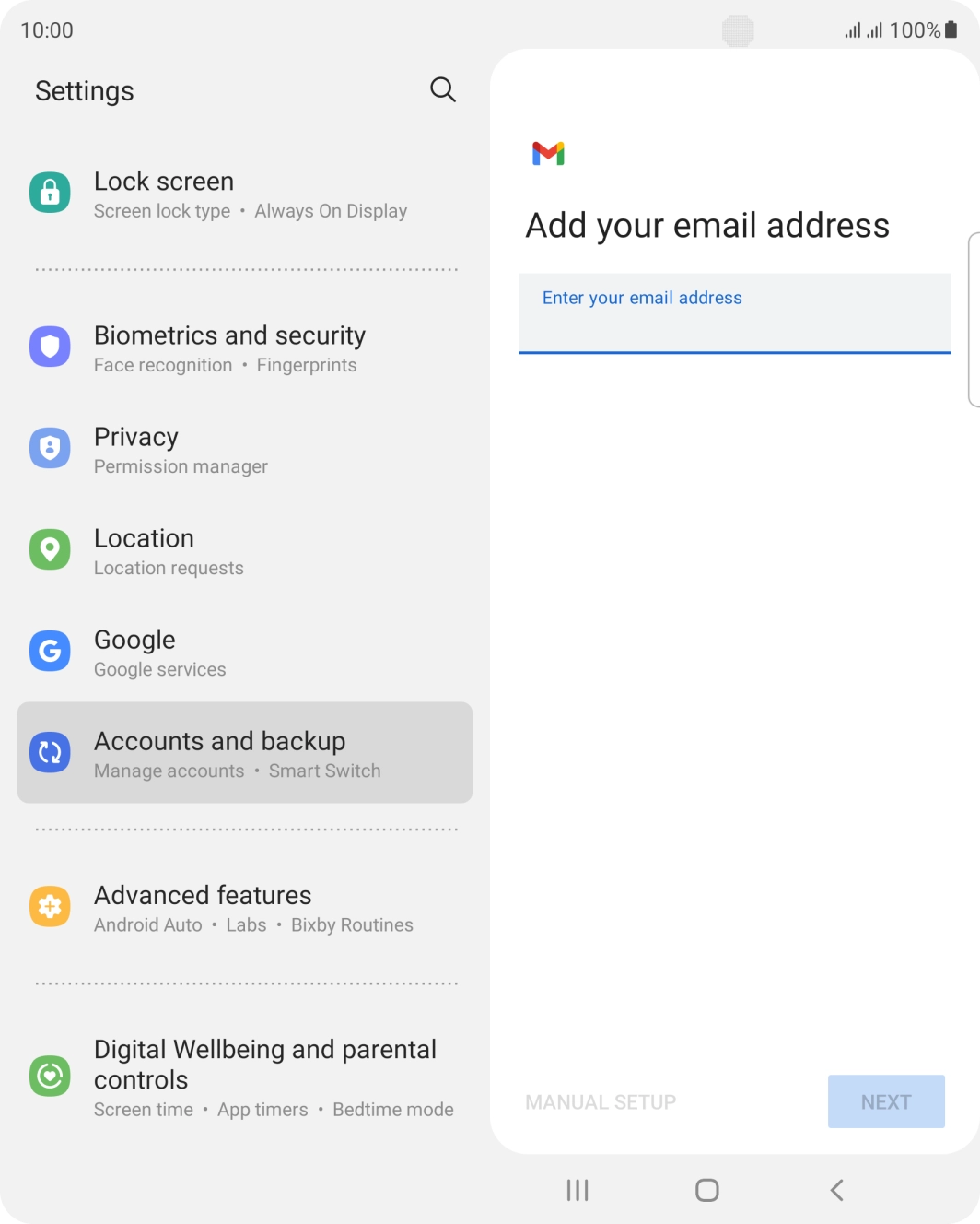Press the field below 'Enter your email address' and key in your email address.