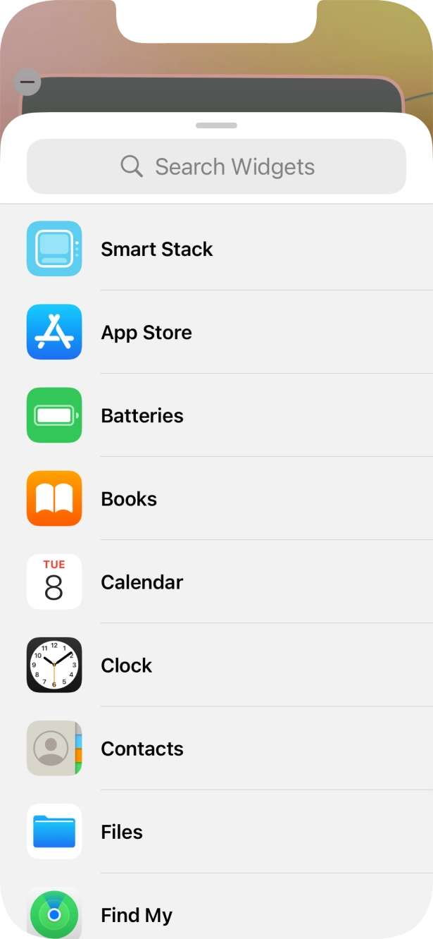 Press the required widget. Press the required widget.
