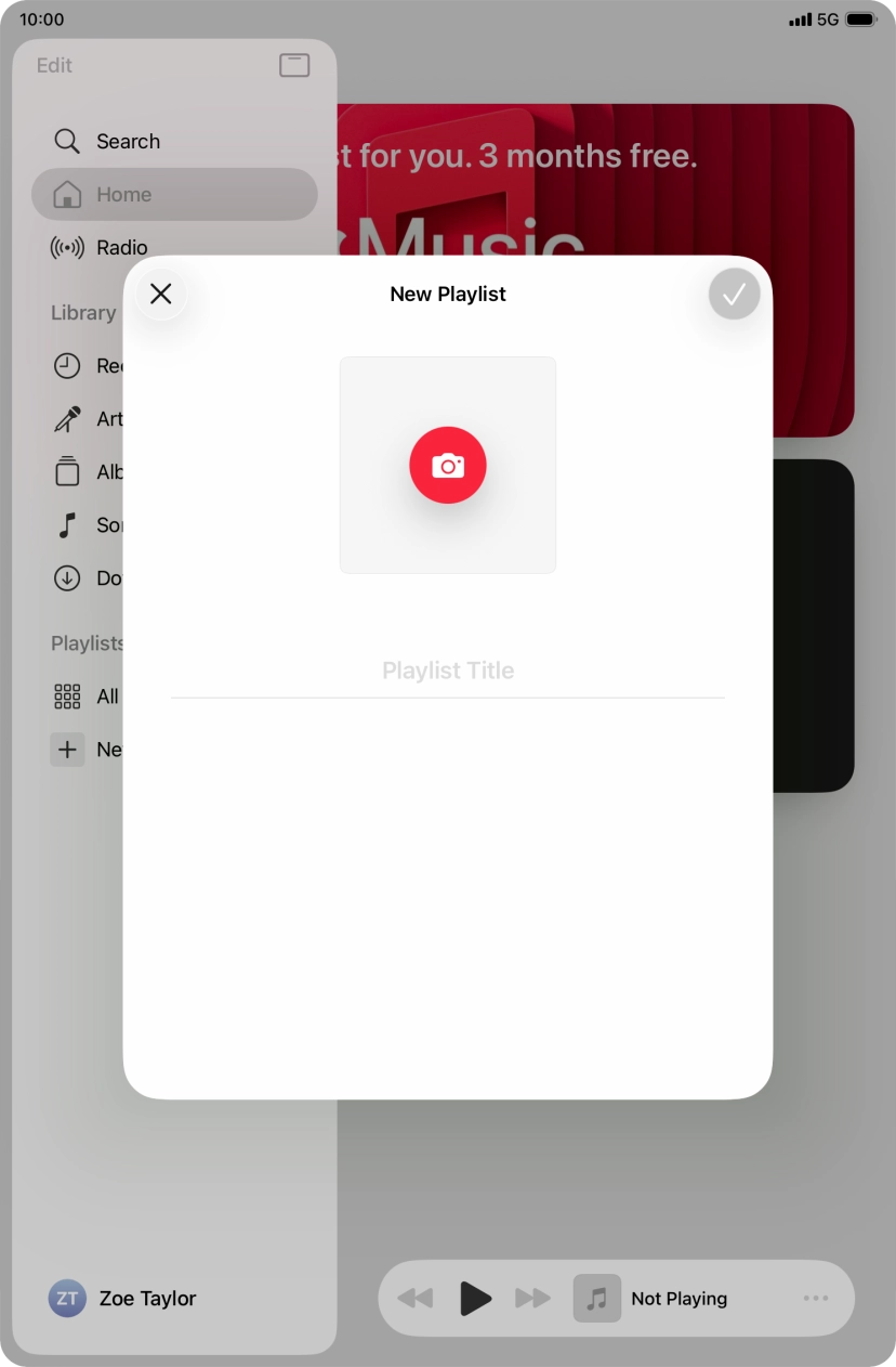 Press the text input field and key in a name for the playlist. Press the text input field and key in a name for the playlist.