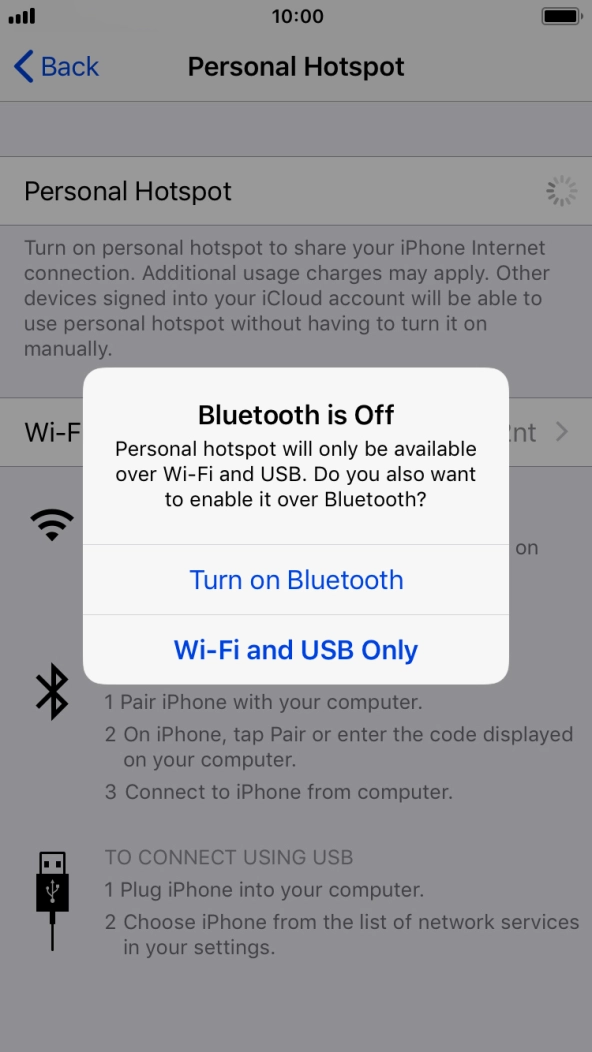If WiFi is turned on, press Wi-Fi and USB Only. If WiFi is turned on, press Wi-Fi and USB Only.